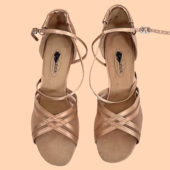 Featherlite Ballroom Dance Shoes Size 11.5 Flesh/Tan Satin & Mesh  2.5” Heel NIB - Picture 5 of 12